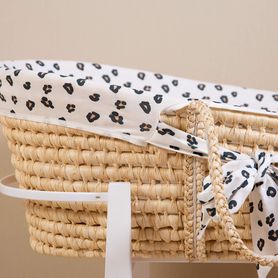 Košík pre bábätko Natural + matrac + poťah Jersey Leopard