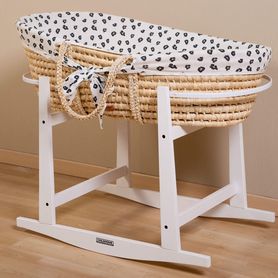 Košík pre bábätko Natural + matrac + poťah Jersey Leopard