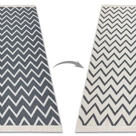 Obojstranný šnúrkový ekologický koberec TWIN 23002 Geometrický vzor, antracit - krémový