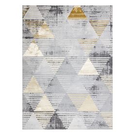 Koberec LIRA E1627 Trojuholníkový vzor, glamour, sivo - zlatý