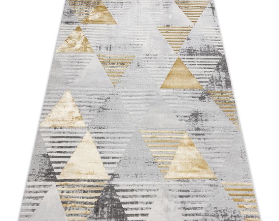 Koberec LIRA E1627 Trojuholníkový vzor, glamour, sivo - zlatý