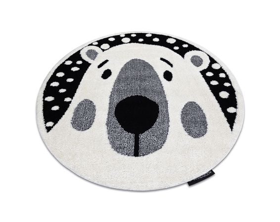Detský koberec JOY Teddy kruh, krémovo / čierny