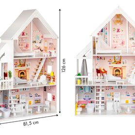 Drevený domček pre bábiky XXL púdrový ECOTOYS