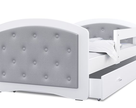 Sivá čalúnená posteľ MEGI, 200x90 cm