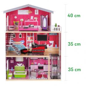 Drevený domček pre bábiky s výťahom ECO TOYS - Rezidencia Malibu